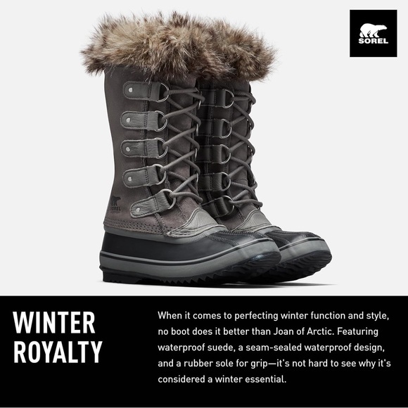 Sorel Joan of Arctic Waterproof Fur Insulated‎ Snow Boots Quarry / Black 6 - Picture 1 of 8